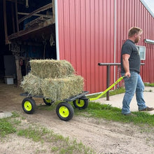 Yard Tuff Jumbo Wagon Heavy Duty Steel Mesh Deck Utility Outdoor Yard Cart, 1400 Capacity Haul with Large Stable Tires, 34 x 52 Inch, Gray/Green