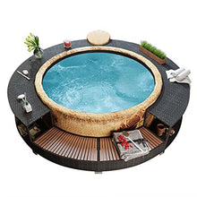 Black Poly Rattan Hot Tub Surround with Adjustable Height and Built-in Storage for Outdoor Privacy and Modern Style