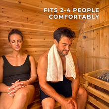 Backyard Discovery Paxton 2-4 Person Traditional Cedar Outdoor Barrel Sauna with Electric Sauna Heater, Glass Door, Sauna Rocks, Dry Heat, Steam Sauna, LED Lights, Wi-Fi Panel, Sauna Accessories