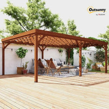Outsunny 12' x 20' Outdoor Pergola Wood Gazebo with Concrete Anchors Brown