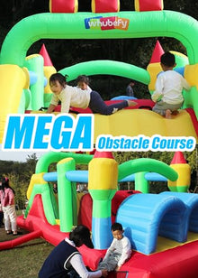 Whubefy Inflatable Bounce House Obstacle Course with Blower Red/Yellow/Blue/Green