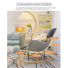 MHJKHG Flannel Rocking Chair Reading Chair Garden Lounge Chair Armchair Camping Rocking Chair with Footstool, for Balcony Bedroom Living Room，C Withoutfootstool