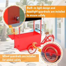 Large Food Bike Cart with Reverse-Facing Seats,Trailer Food Vending Carts with Vending Tricycle, Food Drinks Display Bicycle Cart for Patio Garden, Weddings Party,Yellow