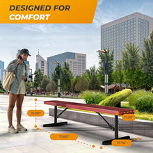 OUTTANS Heavy-Duty Outdoor Metal Bench (6 Ft - Portable, Red)