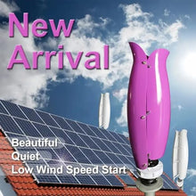 5KW Vertical Axis Wind Turbine Kit, 12V/24V/48V, Low Start-Up Wind Speed, Hybrid Wind And Solar Power System With Controller And Solar Panel, Breeze Start(Purple,48V)