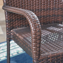 Great Deal Furniture GDFStudio Outdoor 3 Piece Acacia Wood and Wicker Bistro Set Teak Finish + Multi Brown