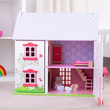 Bigjigs Toys Heritage Rose Cottage Wooden Doll House Dark Green