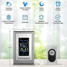 CVGfko Digital Weather Station with Forecast/Temperature/Clock/Moon Phase, with Sensor, LCD Touch Screen, Temperature Humidity Monitor, Weather Forecast/6157