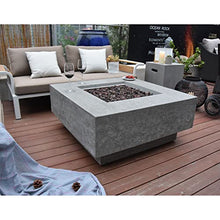 Elementi Manhattan Concrete Fire Pit 36" x 36" Outdoor Patio Firepit Includes Lava Rocks Modern Fire Pits & Outdoor Fireplaces for Garden, Deck, Indoor & Outdoor Heating