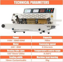 U.S. Solid Continuous Bag Band Sealer with Inkjet Printing and Digital Temperature Control White