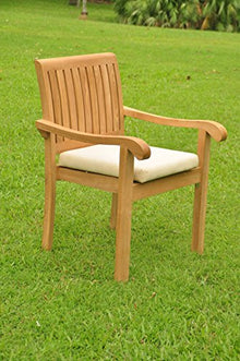 TeakStation 8 Seater Grade-A Teak Wood 9 Pc Dining Set:94" Mas Oval Table and 8 Napa Stacking Arm Chairs #TSDSNP27