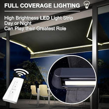 vhdurike Electric Patio Retractable Awning, Outdoor Window Sun Shade Shelter with Light, Remote Control, Patio Canopy Sunsetter Awnings for Deck, Backyard, Garden, Balcony,2 * 1.5m