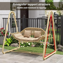 Patio Swing Chair with Galvanized Steel Frame, Porch Swing with Silent and Non-Slip Foot Pads & High Load-Bearing Crane Rope, for Backyard, Lawn, Porch, Garden