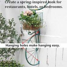 SPXTOM Hanging Bicycle Planter, Vintage Art Deco Wall Ornament, Flower Display Stand Cart, for Home Decor Patio Garden Flower Shop Indoor Outdoor(Green)