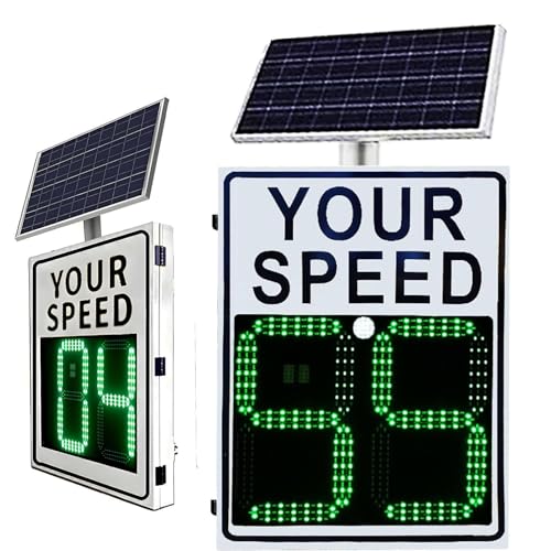 LMYYDES Solar Radar Speed Meter with 2 Digits Display (47x38cm) & Remote Control – 60cm/90cm Wireless Solar Speed Sign for School Zone, Parking Lots, Roads 20"x27"