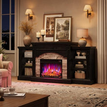 Homhougo Fireplace TV Stand for 80", Farmhouse Wood Entertainment Center