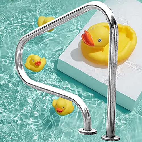 Pool Handrail Non-Slip Pool Handrail, Easy Assembly Handrail, 3-Bend Pool Stair Rail,Stainless Steel Pool Stair Railing with Base Plate - for Pool Entrance,Silver