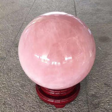 FOTCFATEV Decorative Rose Quartz Crystal Stone Ball Figurines Ornament Rock Sphere Home Office Decor Gift Prop with Stand,14cm