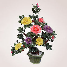 YXIANG56Q Fake Plants Chinese Style Antique Jade Bonsai Natural Jade Peony Flower Tree Creative Decoration Artificial Bonsai Tree Home Indoor Decoration Bonsai Tree