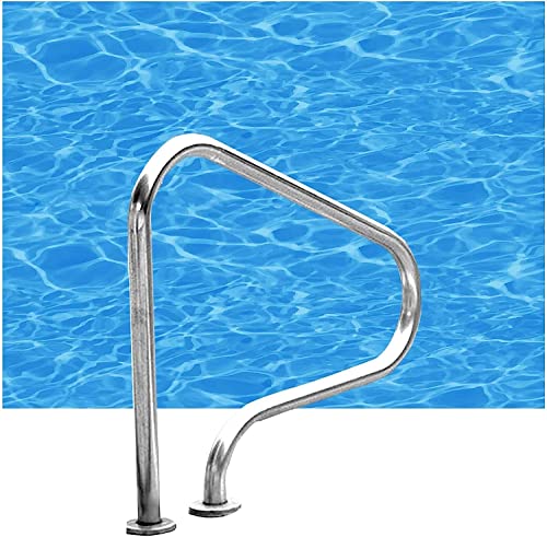 Pool Handrail, Premium 316 Stainless Steel Pool Hand Grab Rail Deck Mounted Braced Swimming Pool Handrail Suitable For Indoor And Outdoor Swimming Pools, Thick 0.15 Cm, Silver
