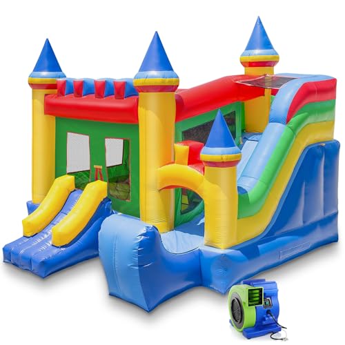 Cloud 9 Commercial Grade Castle Bounce House with Slide and Blower Multicolor