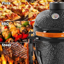 ROOMTEC 18'' Kamado Charcoal Grill with Cover, Portable Camping Grill, Black
