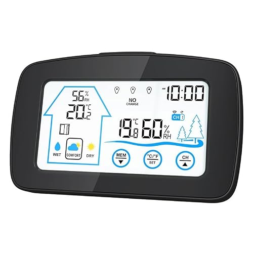 ASWRTYJO ABS Multifunctional Electronic Thermometer Hygrometer Clock Indoor Outdoor