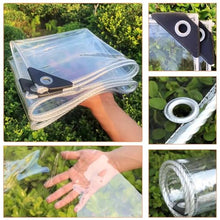 Transparent Tarpaulin Waterproof, Heavy Duty Protective Tarpaulin, 0.35mm Thick, Outdoor PVC Plastic Tarp Curtains, Gazebo Pergola Carport Side Panels, Clear Plant Covers,C-5×5m/16.4×16.4ft
