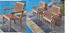 TeakStation 8 Seater Grade-A Teak Wood 9pc Dining Set:94" Rectangle Table and 8 Arbor Stacking Arm Chairs #TSDSABa