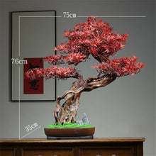 HCZKIUJ Bonsai Simulation Red Maple Bonsai Ornaments Indoor Entrance Hotel Wood Green Plants Potted Decorations Plant