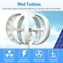 WTRYRN 5 Blades Vertical Wind Turbine Kit,Vertical Wind Turbine Windmill Power Generator,Wind-Solar Hybrid Street Lights, Highways, Scenic Spots Red-12V