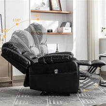 Power Lift Recliner Chair with Massage and Heat, Comfort Electric Reclining Sofa with Remote Control, PU Leather Ergonomic Lounge Home Theater Seating for Elderly, Black