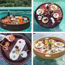 Floating Pool Tray, Floating Serving Tray, Swimming Pool Floats for Adults for Sandbars, Spas, Bath, and Parties | Floating Tray for Pool Serving Drinks,Food on the Water,Almondcolor-Φ31.5*H7.8in