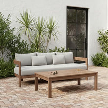 Meridian Furniture 396Grey-S Newport Collection Modern | Contemporary Outdoor Patio Sofa with Acacia Wood, Thermowood Treatment, Cover Included, Water Resistant, 86.75" W x 30.25" D x 33.25" H, Grey
