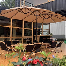 SDVantage Double-Sided Large Rectangular Patio Umbrella with Crank Base - Market Parasol for Pool, Deck, Backyard, Cafe, Garden, Outdoor Shade, Uv Protection,Coffee-4.552.65M