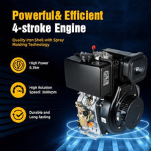 siohdagu 10HP 4 Stroke Diesel Engine, 418CC 6300W Single Cylinder Air-Cooled Diesel Motor, 186FA Vertical Horizontal Engine Diesel Tiller Motor, Diesel Engine Machinery for Farmland Operation