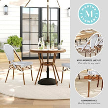 Martha Stewart Lily Pond 31.5" Round Bistro Dining Table, White/Navy