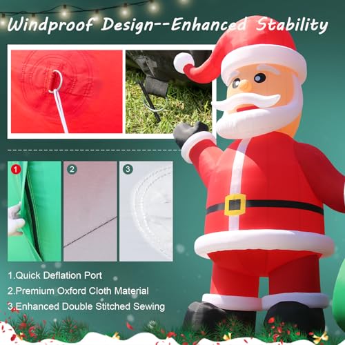 Inflantteble 33FT Giant Inflatable Santa Claus with Gift Bag for Christmas Yard Decoration