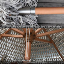 XOBRJQZ Beach Umbrella with Tassel, Decorative Garden Umbrella with Rope Pulley System, 48mm Wood Pole