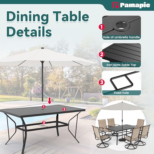 Pamapic 7-Piece Patio Dining Set with 6 Swivel Chairs Beige