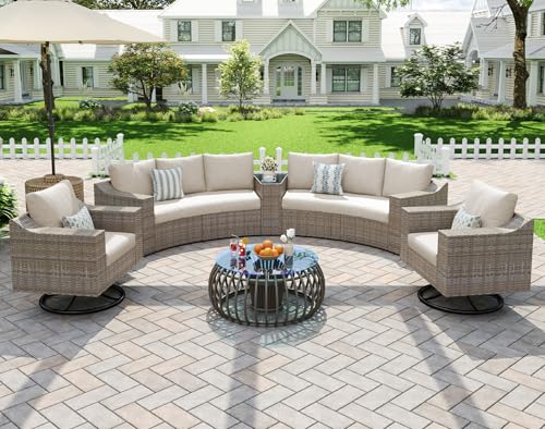 LUXOAK 9-Piece Patio Furniture Set with Rocking Chairs & Storage Table