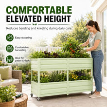 EXPEAK Galvanized Raised Garden Bed 6x2x3 ft, Dual-Tier Elevated Metal Garden Bed with Lockable Wheels, Planter Raised Beds for Vegetables, Herbs & Flowers, Green