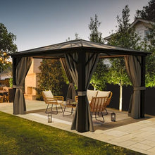 DWVO 10x12ft Polycarbonate Hardtop Gazebo with Netting and Curtains Gray Single Roof