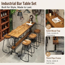 Bar Table, Industrial Narrow Solid Wood Counter Height Bistro Breakfast Bar