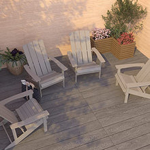 Merrick Lane Set of 4 Riviera Adirondack Patio Chairs - Gray Weather Resistant Vertical Back & Wide Arms - Slanted Seat