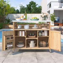 Dancongtea 50" Outdoor Kitchen Island, Rolling BBQ Cart w/Stainless Top