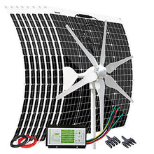 1360W Solar Wind Power Kit for Mobile Home: 400W 24V Wind Turbine Generator +960W Flexible Mono Solar Panels + Solar Wind Hybrid Controller + Cable Connector