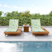 Christopher Knight Home Kayes Acacia Wood Chaise Lounge Chair Outdoor Set of 2, Poolside Sun Lounger Recliner, Patio Outdoor Chaise Lounge with 2'' Cushion, Teak+Green Leaf