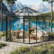 IDEALHOUSE Outdoor Garden Greenhouses for Backyard, 12x10x8 ft Heavy Duty Polycarbonate Walk-in Greenhouse - Hexagon Garden House, Aluminum Frame, Lockable Doors, Adjustable Vents, Quick Setup