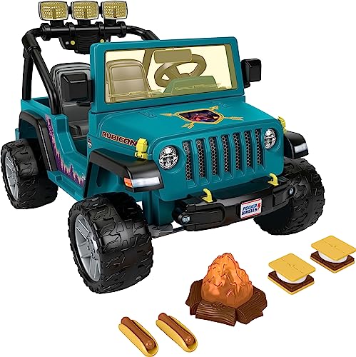 Power Wheels Camping Jeep Wrangler Ride-On Toy with Pretend Food & Lights, Multi